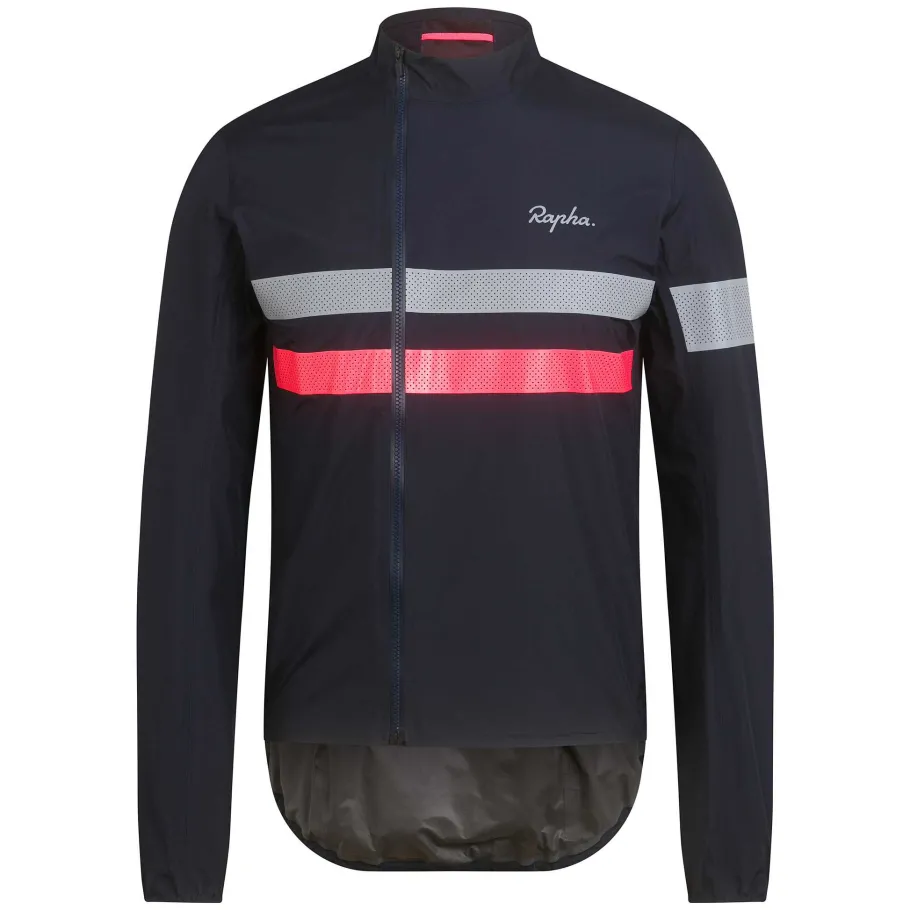 Sale Rapha Men'S Brevet Gore-Tex Rain Jacket Dark Navy/High-Vis Pink/White
