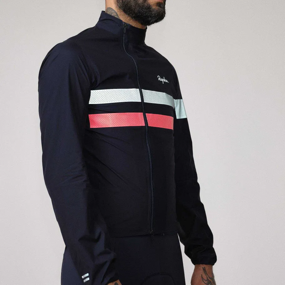 Sale Rapha Men'S Brevet Gore-Tex Rain Jacket Dark Navy/High-Vis Pink/White