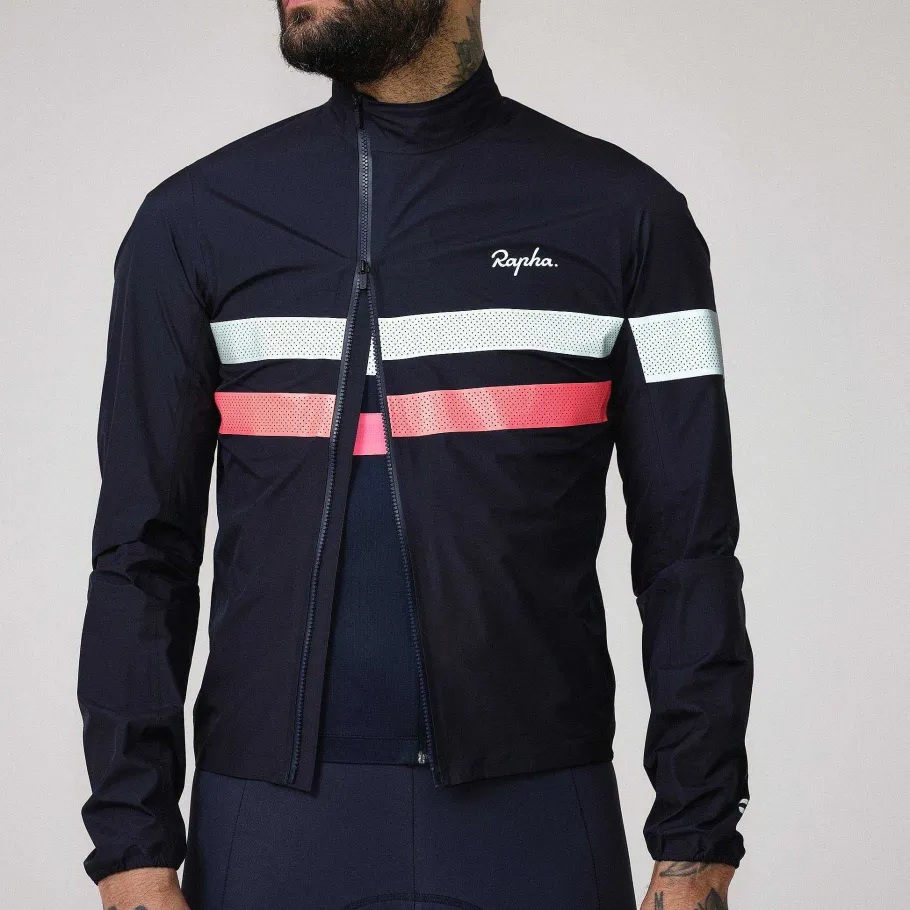 Sale Rapha Men'S Brevet Gore-Tex Rain Jacket Dark Navy/High-Vis Pink/White