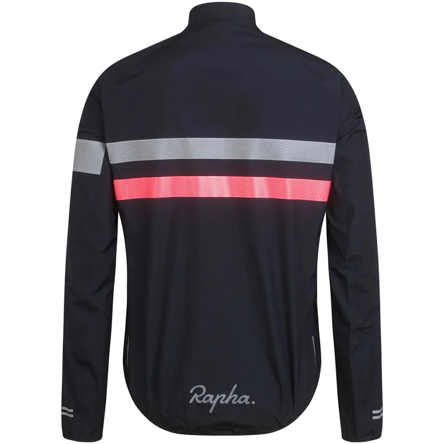 Sale Rapha Men'S Brevet Gore-Tex Rain Jacket Dark Navy/High-Vis Pink/White