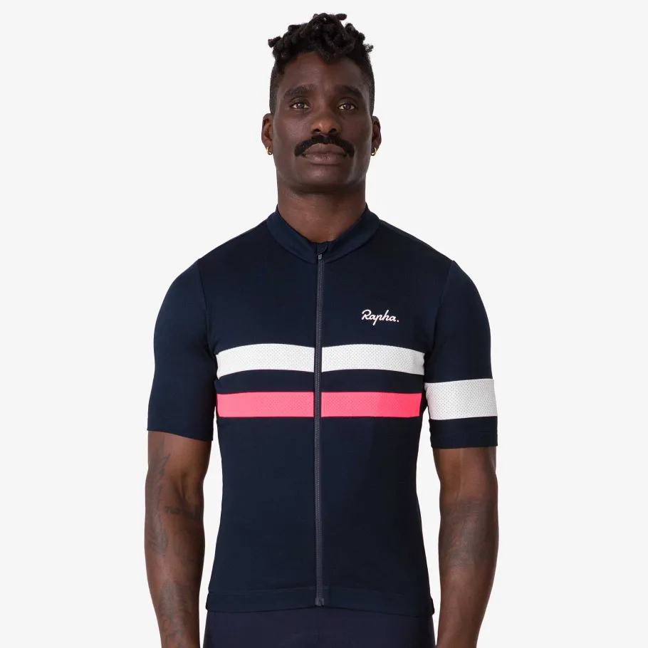 Best Sale Rapha Men'S Brevet Jersey Dark Navy/High-Vis Pink/White