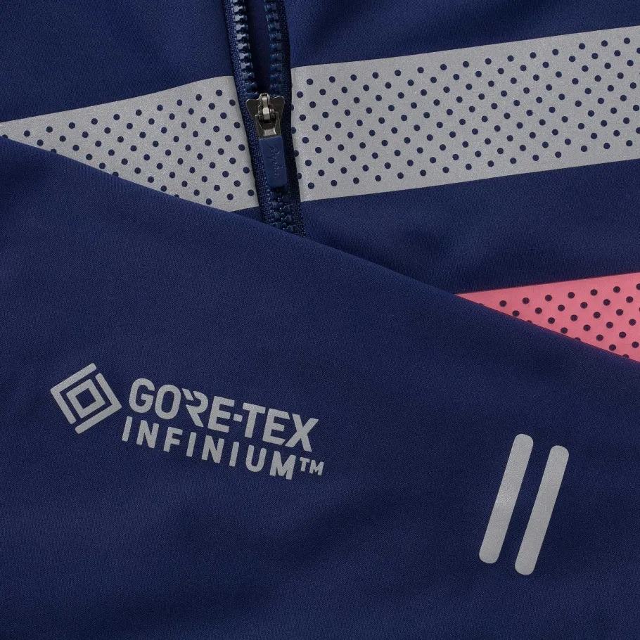 Best Sale Rapha Men'S Brevet Long Sleeve Gore-Tex Infinium Jersey Navy/Hi-Vis Pink