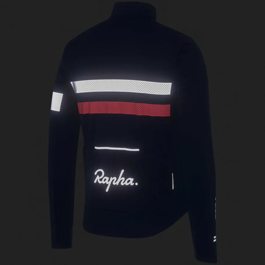 Best Sale Rapha Men'S Brevet Long Sleeve Gore-Tex Infinium Jersey Navy/Hi-Vis Pink