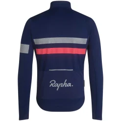 Best Sale Rapha Men'S Brevet Long Sleeve Gore-Tex Infinium Jersey Navy/Hi-Vis Pink