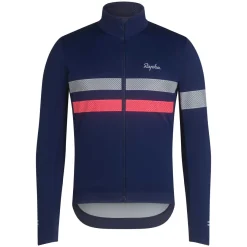 Best Sale Rapha Men'S Brevet Long Sleeve Gore-Tex Infinium Jersey Navy/Hi-Vis Pink
