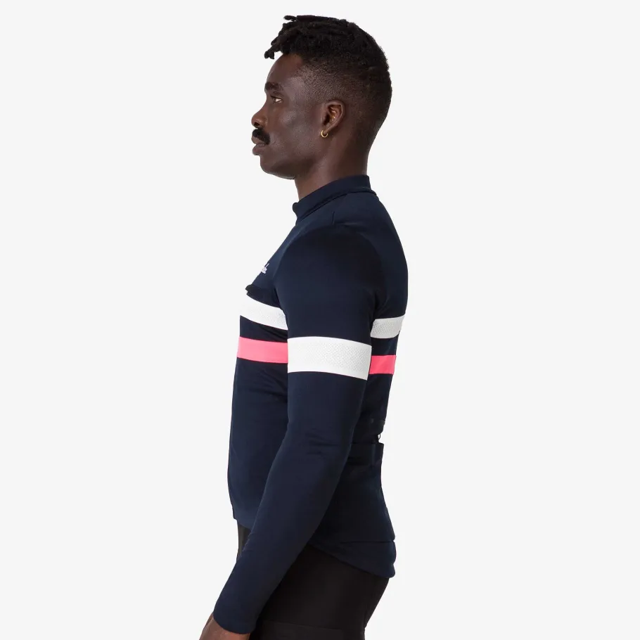 Sale Rapha Men'S Brevet Long Sleeve Jersey Dark Navy/High-Vis Pink/White