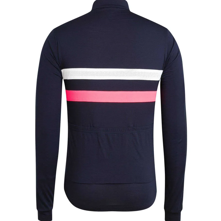 Clearance Rapha Men'S Brevet Long Sleeve Windblock Jersey Dark Navy/White