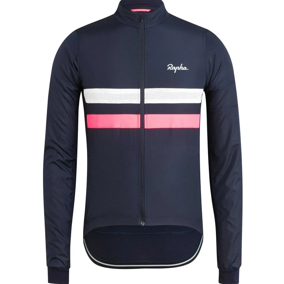 Clearance Rapha Men'S Brevet Long Sleeve Windblock Jersey Dark Navy/White