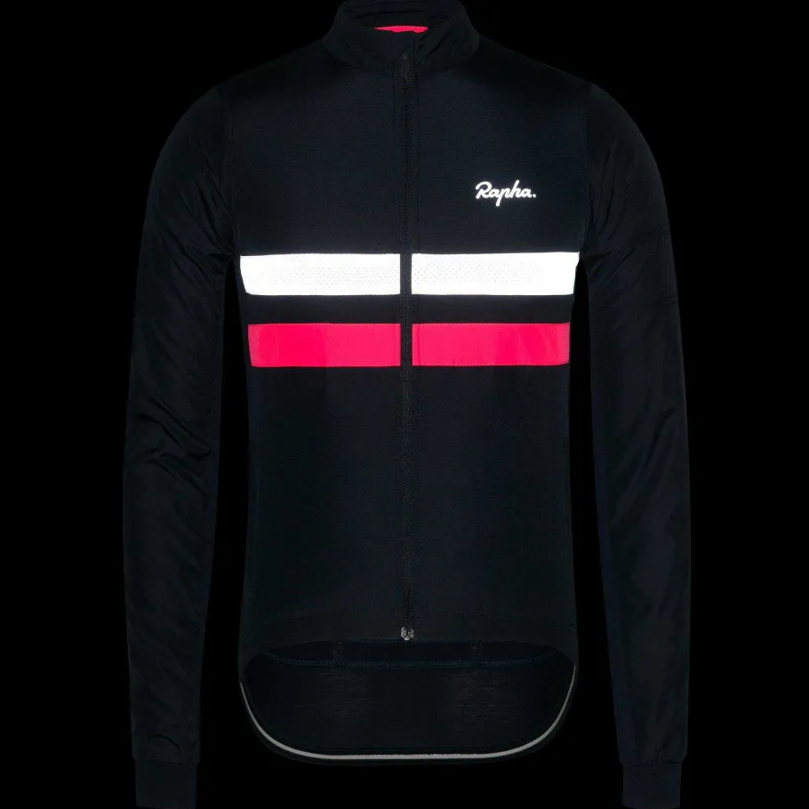 Clearance Rapha Men'S Brevet Long Sleeve Windblock Jersey Dark Navy/White
