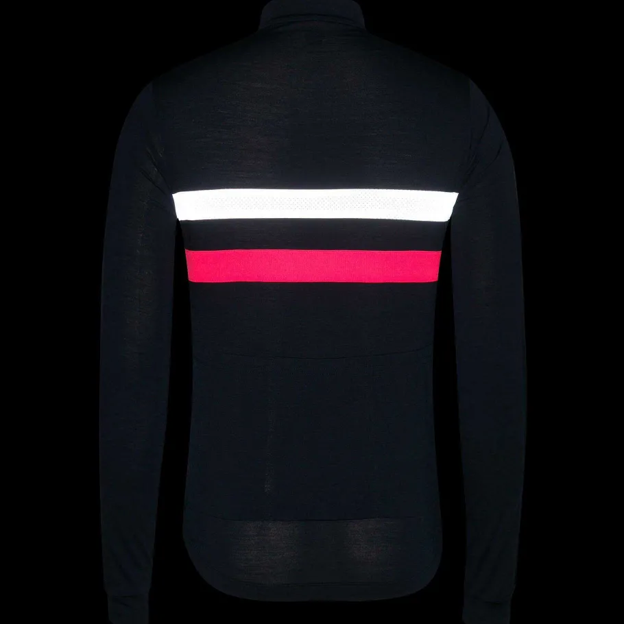 Clearance Rapha Men'S Brevet Long Sleeve Windblock Jersey Dark Navy/White