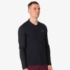 New Rapha Men'S Explore Long Sleeve Zip Neck Tech T-Shirt Black/Black