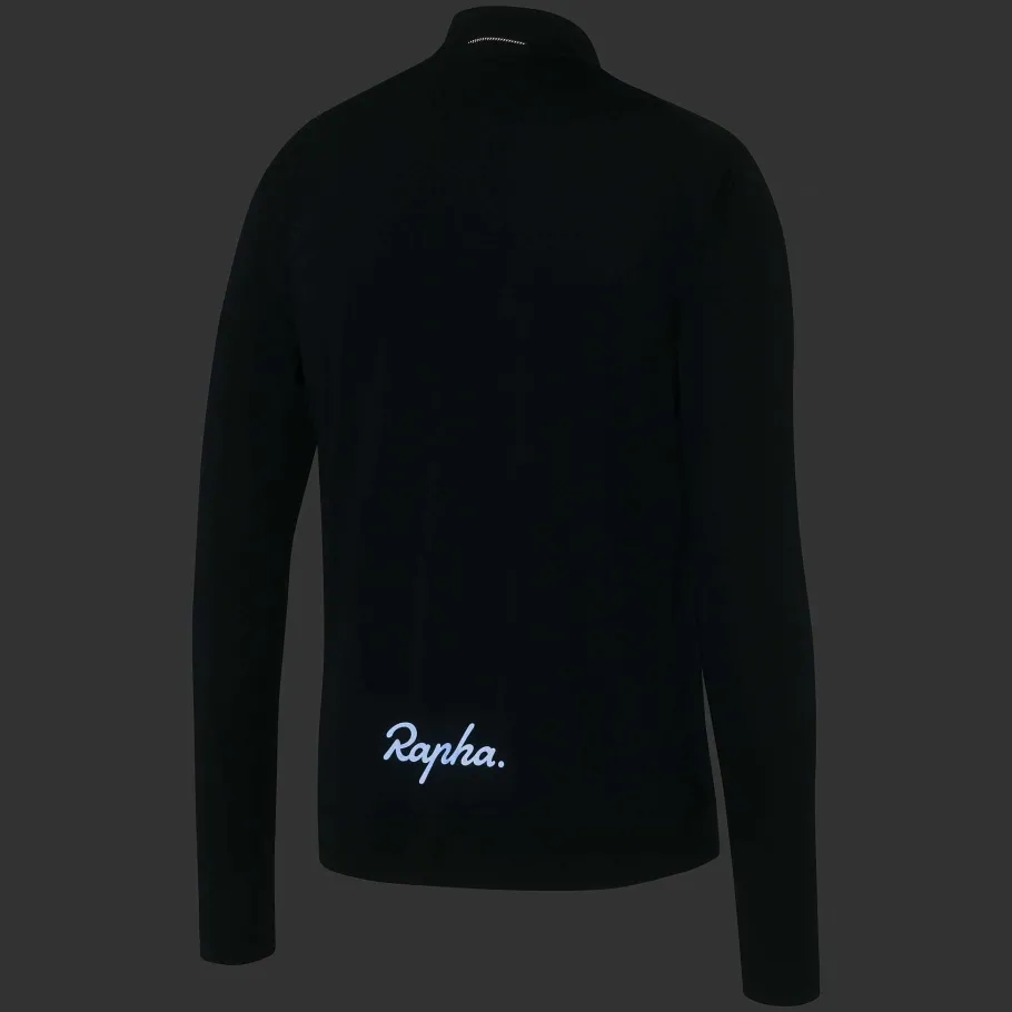 New Rapha Men'S Explore Long Sleeve Zip Neck Tech T-Shirt Black/Black