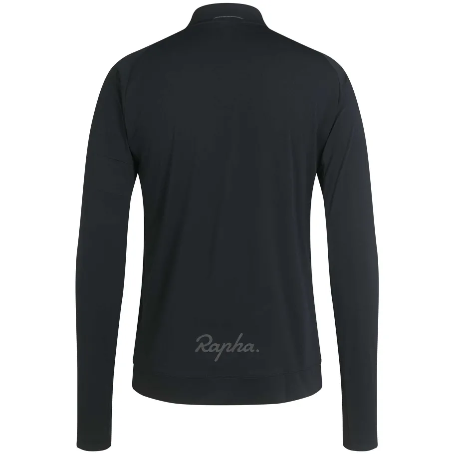 New Rapha Men'S Explore Long Sleeve Zip Neck Tech T-Shirt Black/Black