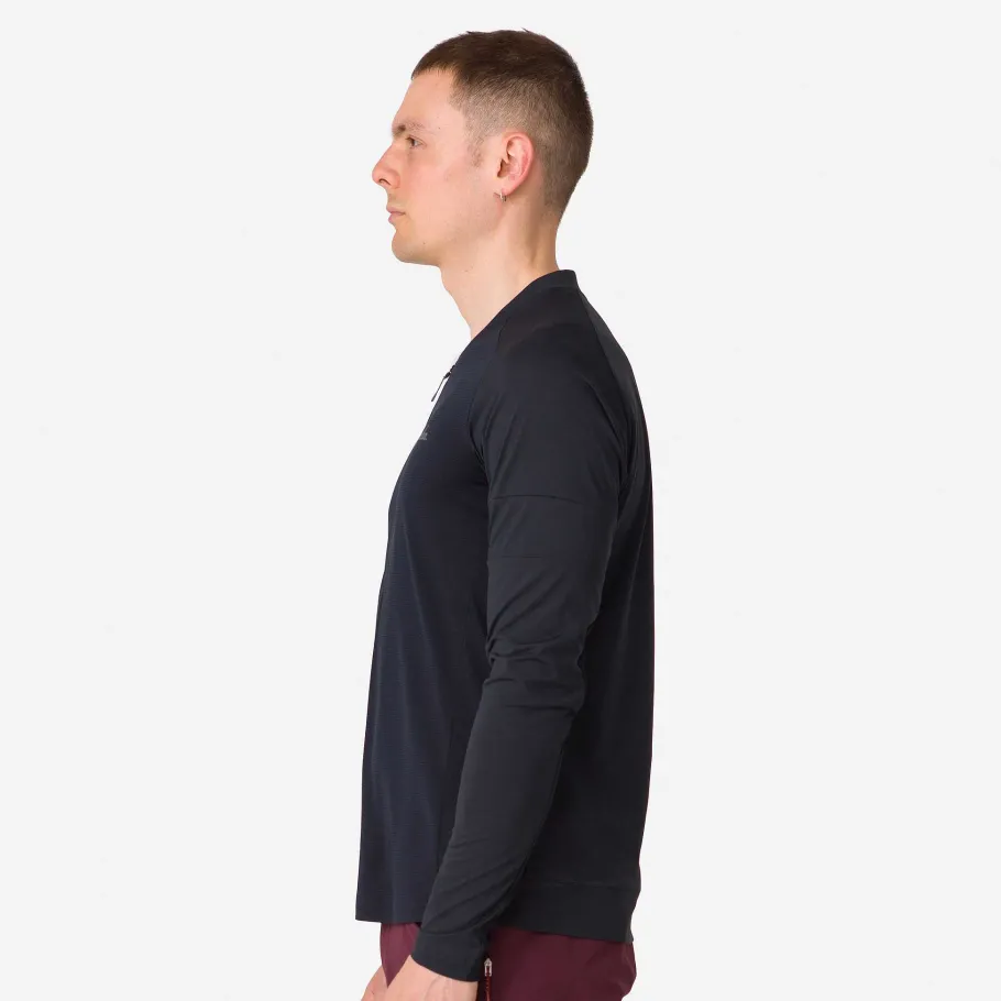 New Rapha Men'S Explore Long Sleeve Zip Neck Tech T-Shirt Black/Black