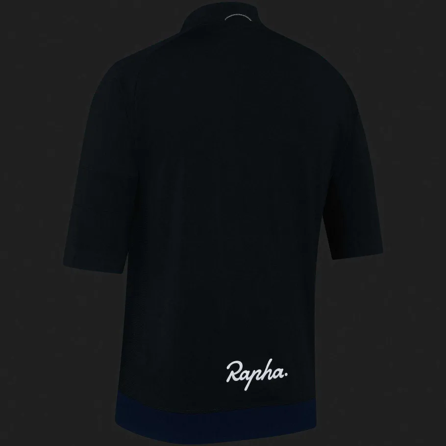 Sale Rapha Men'S Explore Zip Neck Technical T-Shirt Dark Navy/Off-White