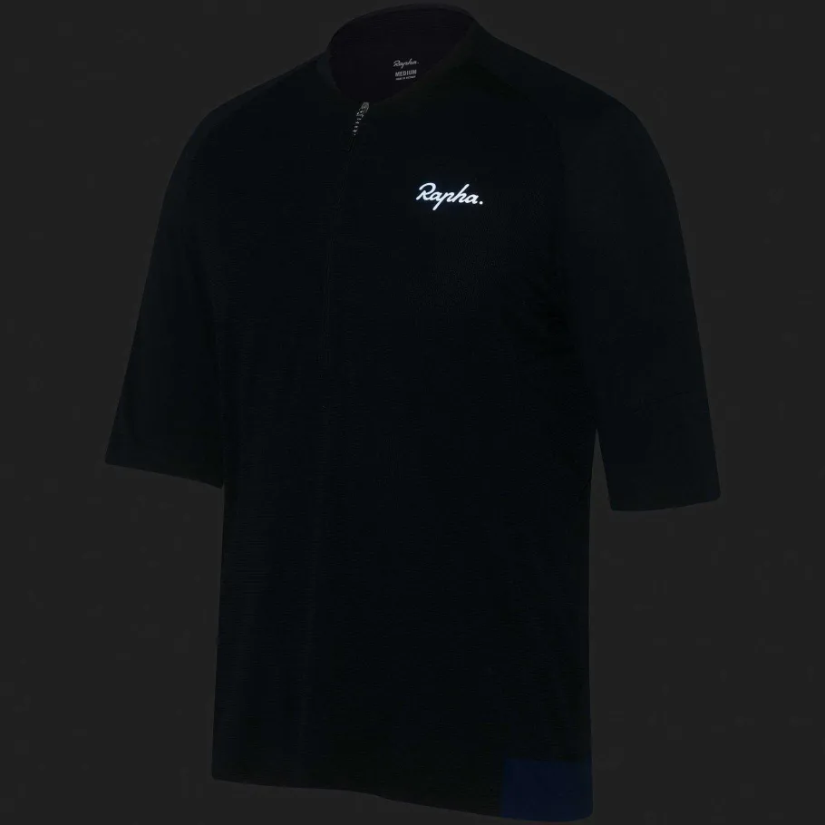 Sale Rapha Men'S Explore Zip Neck Technical T-Shirt Dark Navy/Off-White