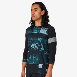Hot Rapha Men'S Printed Trail 3/4 Sleeve Jersey Black/Blue Green