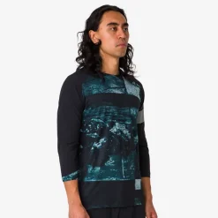 Hot Rapha Men'S Printed Trail 3/4 Sleeve Jersey Black/Blue Green