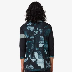 Hot Rapha Men'S Printed Trail 3/4 Sleeve Jersey Black/Blue Green
