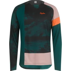 Sale Rapha Men'S Printed Trail Long Sleeve Technical T-Shirt Pistachio/Orange