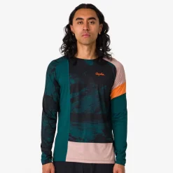 Sale Rapha Men'S Printed Trail Long Sleeve Technical T-Shirt Pistachio/Orange
