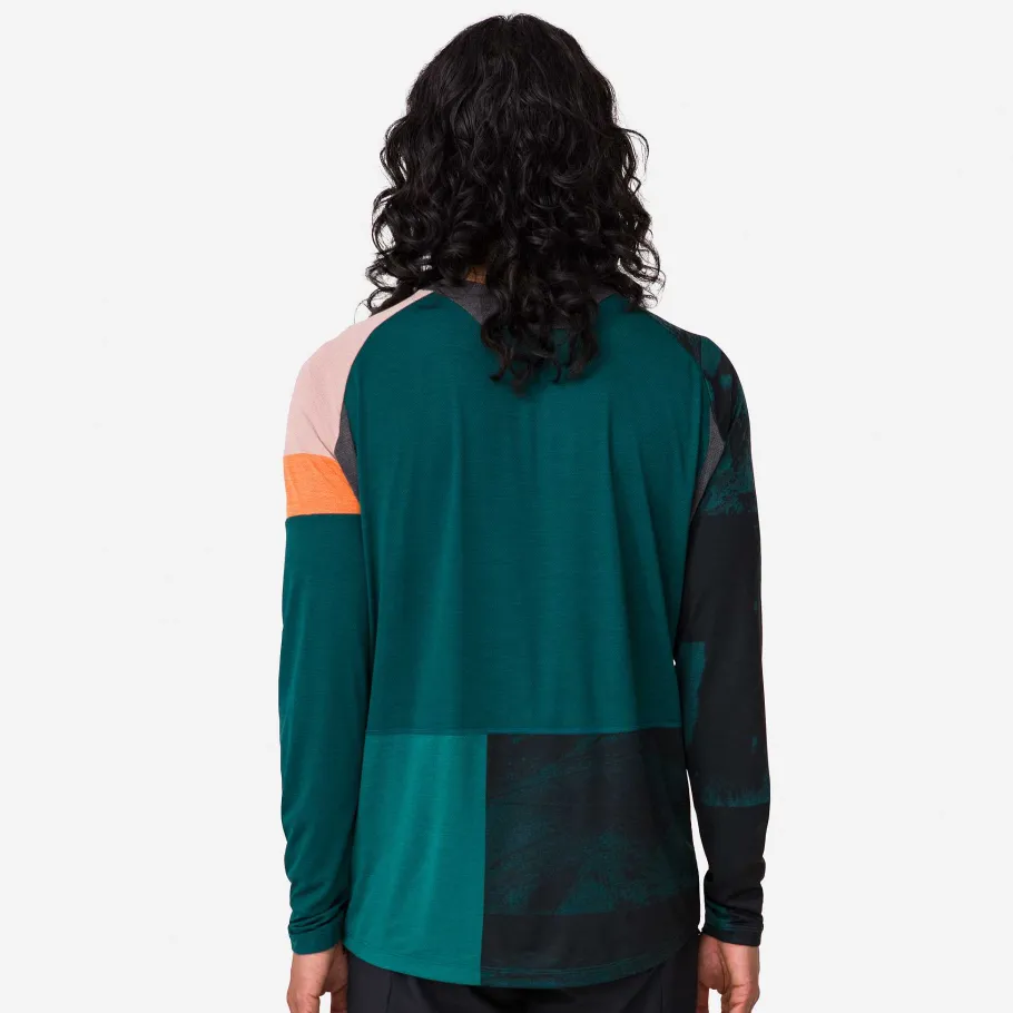 Sale Rapha Men'S Printed Trail Long Sleeve Technical T-Shirt Pistachio/Orange