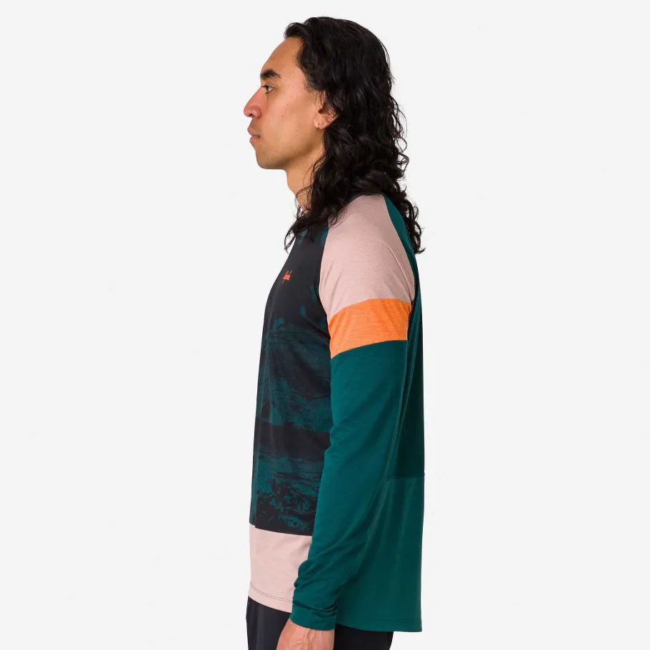 Sale Rapha Men'S Printed Trail Long Sleeve Technical T-Shirt Pistachio/Orange