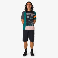 Outlet Rapha Men'S Printed Trail Technical T-Shirt Pistachio/Orange