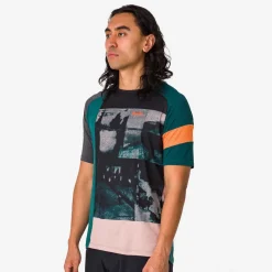 Outlet Rapha Men'S Printed Trail Technical T-Shirt Pistachio/Orange