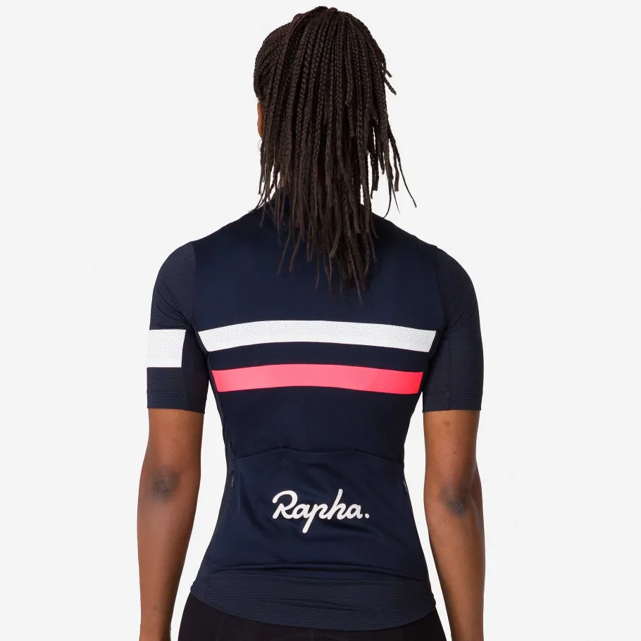 Best Sale Rapha Women'S Brevet Lightweight Jersey Dark Navy/High-Vis Pink/White