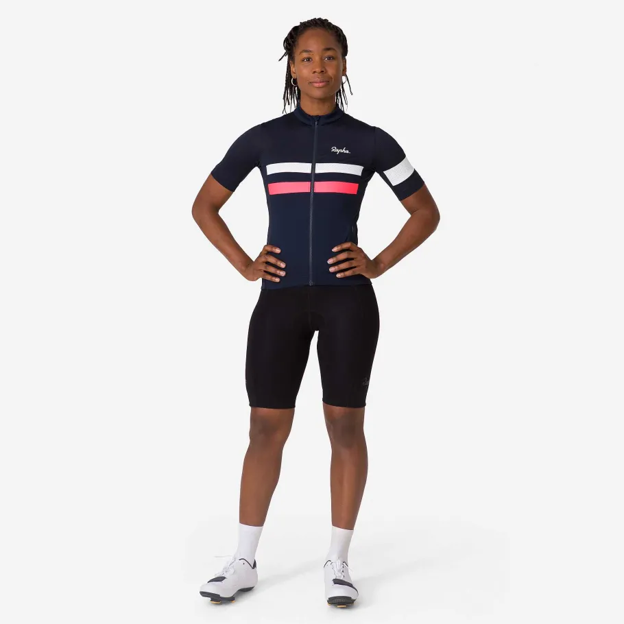 Best Sale Rapha Women'S Brevet Lightweight Jersey Dark Navy/High-Vis Pink/White