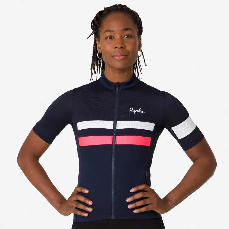 Best Sale Rapha Women'S Brevet Lightweight Jersey Dark Navy/High-Vis Pink/White