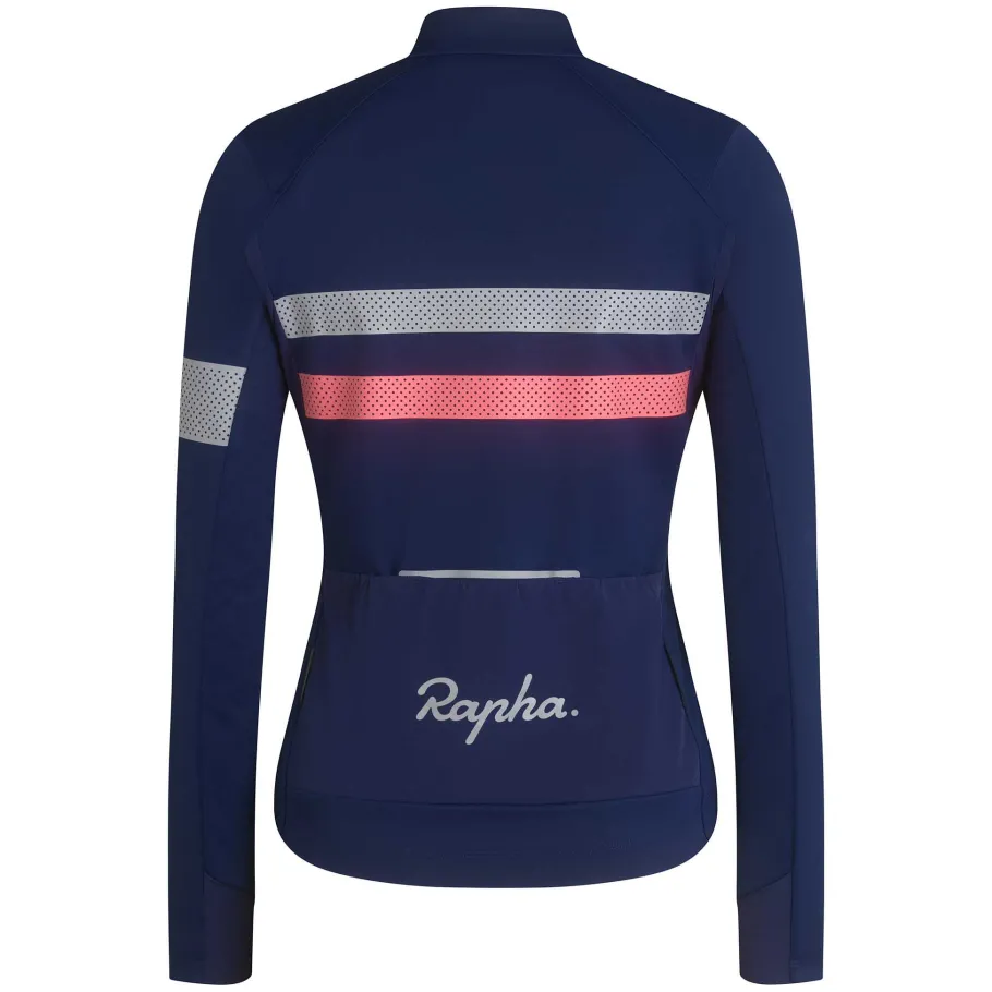Flash Sale Rapha Women'S Brevet Ls Gore-Tex Infinium Jersey Navy/Hi-Vis Pink
