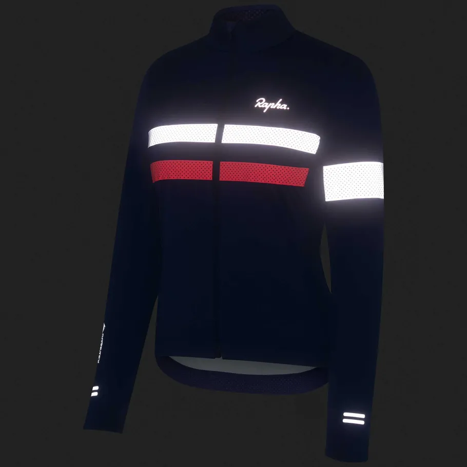 Flash Sale Rapha Women'S Brevet Ls Gore-Tex Infinium Jersey Navy/Hi-Vis Pink