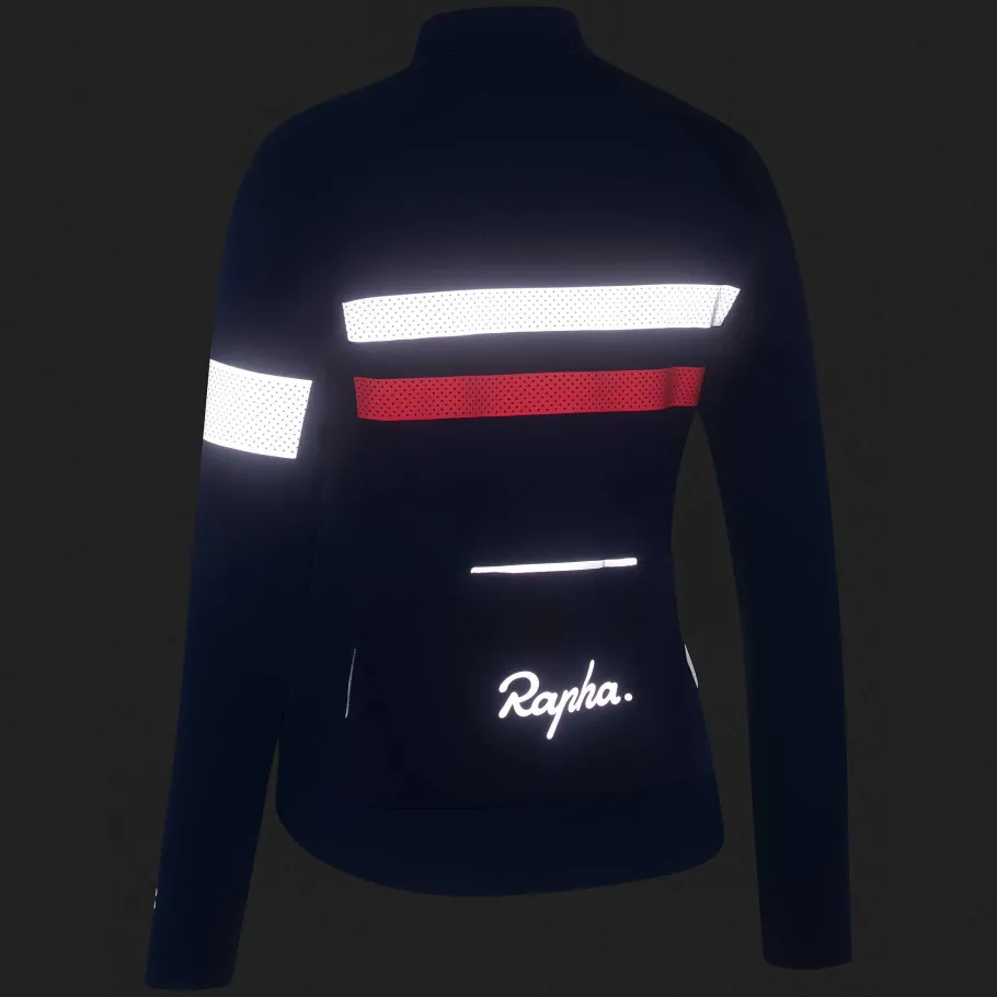 Flash Sale Rapha Women'S Brevet Ls Gore-Tex Infinium Jersey Navy/Hi-Vis Pink