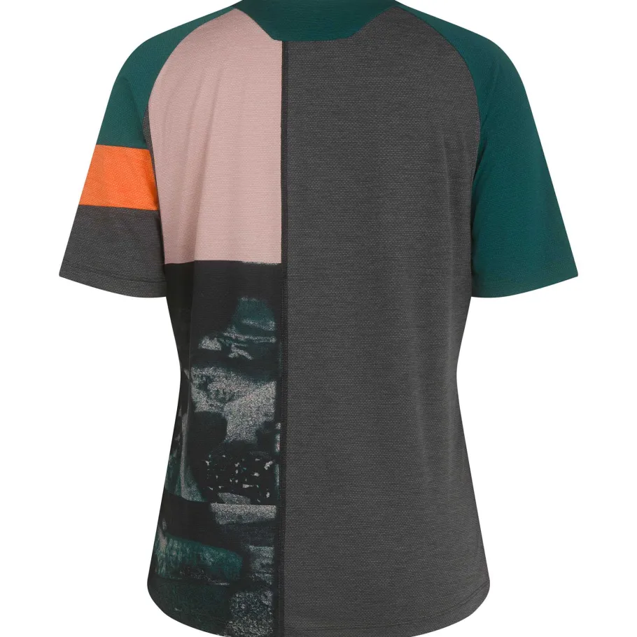 Outlet Rapha Women'S Printed Trail Technical T-Shirt Pistachio/Orange