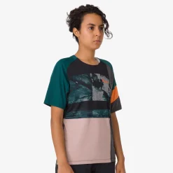 Outlet Rapha Women'S Printed Trail Technical T-Shirt Pistachio/Orange