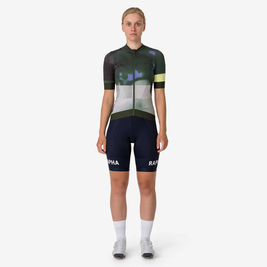 Discount Rapha Women'S Pro Team Aero Jersey - Equilibrium Graystone/Deep Olive Green